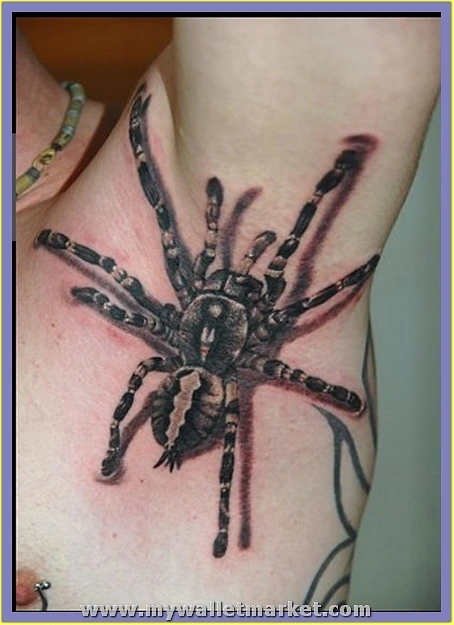 handsome neck 3d spider tattoo pattern