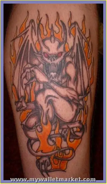 unique-flaming-gargoyle-tattoo by catherinebrightman