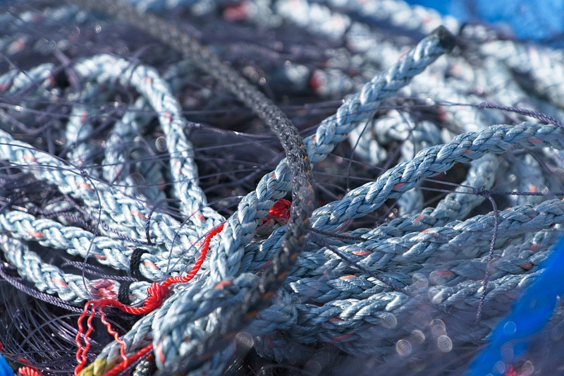 Fishing net and ropes