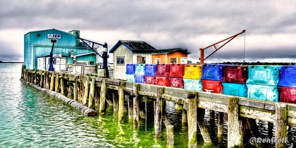 Harbor in Crescent City, California  ((Did you see these Fish Containers before the 2011 Tsunami?)) - America's Memories - Ron Wolf Photography