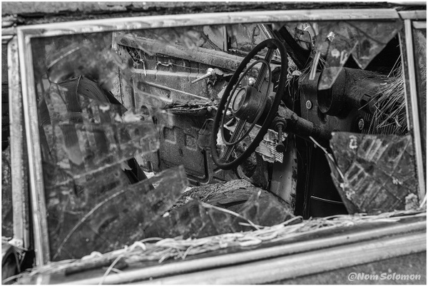 SMASHED BUT STILL STEERING N Georgia_463_2022 copy - MONOCHROME - Norm Solomon Photography 