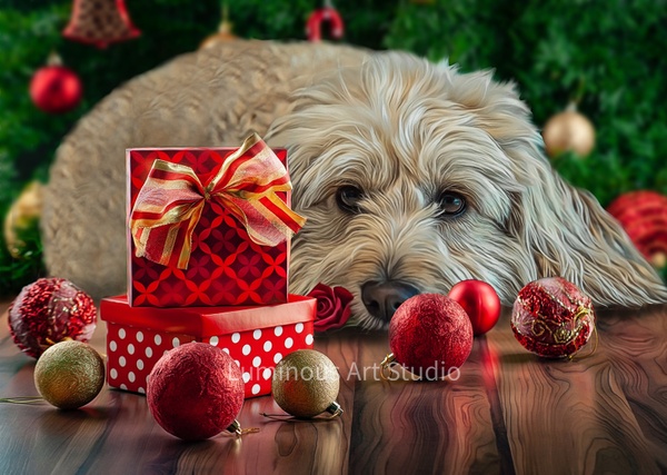 Dog-Christmas-theme - Pet Illustrations - LuminousLight