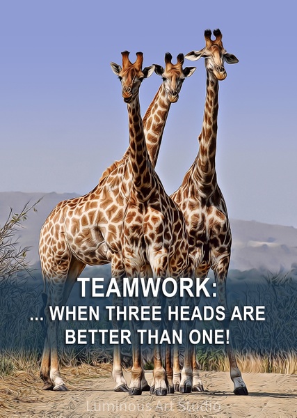 Giraffes-teamwork-motivation - Wildlife Illustrations - LuminousLight 