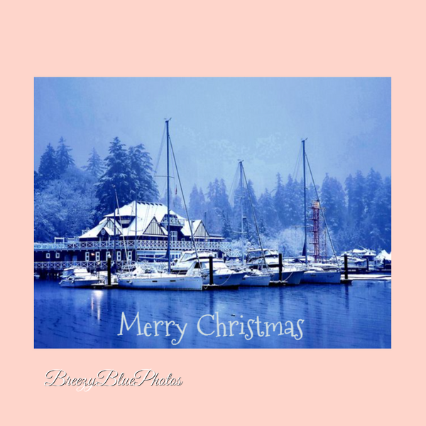 Breezy Blue Christmas Greeting Cards Blue Boating - Chinelo Mora 