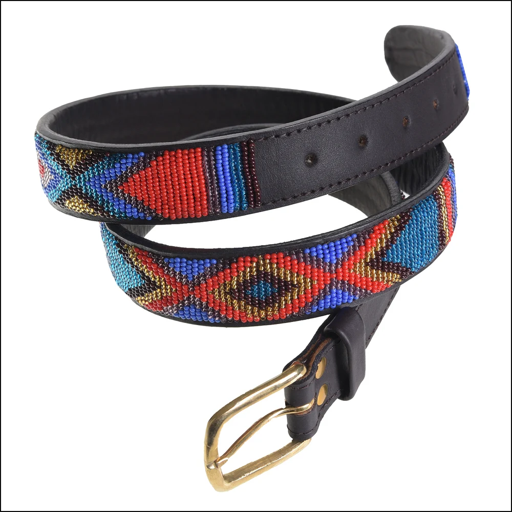 Beaded Leather Belt