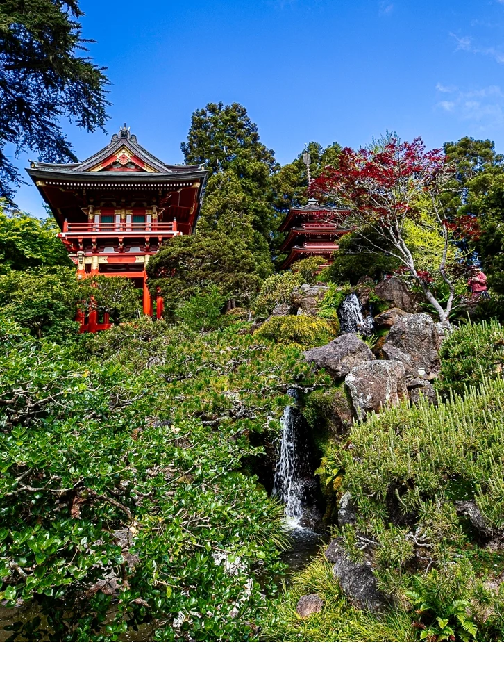 'Two pagodas and two waterfalls grace the landscape in the Japanese Garden in Golden Gate Park, San Francisco.' (TB   Place) by