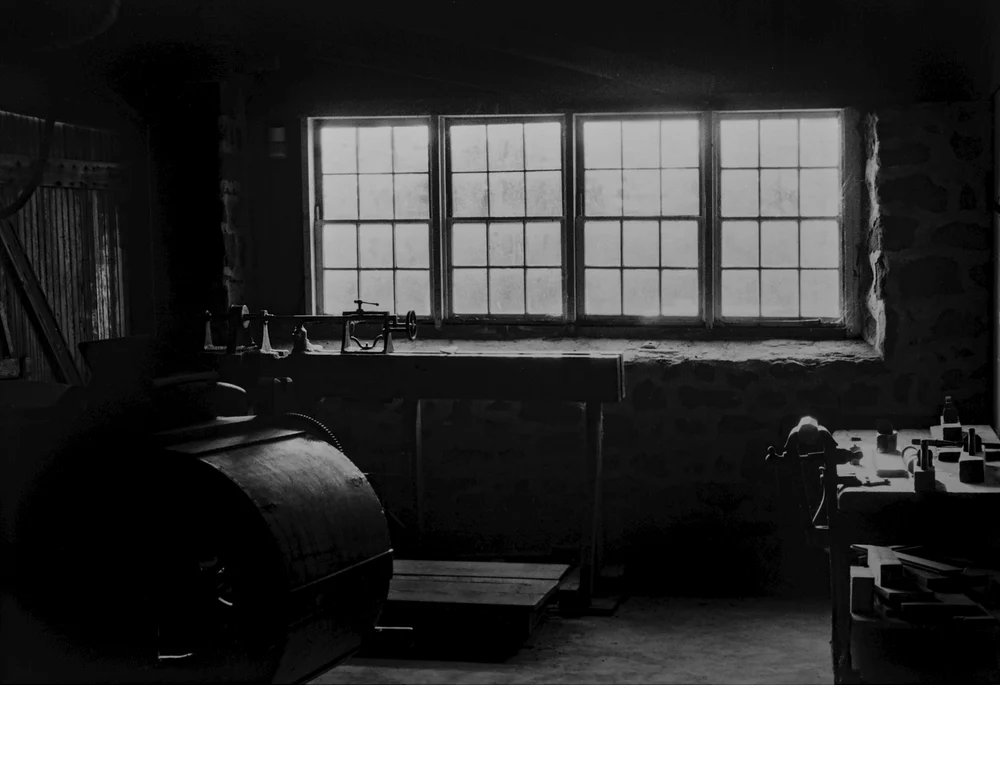 'Interior of the Hans Herr Barn, Built in 1719, in Lancaster County, PA (silver gelatin print)' (MI   Place) by Steve Kessler -